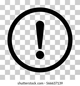 Exclamation Sign rounded icon. Vector illustration style is flat iconic symbol inside a circle, black color, transparent background. Designed for web and software interfaces.