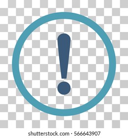 Exclamation Sign rounded icon. Vector illustration style is flat iconic bicolor symbol inside a circle, cyan and blue colors, transparent background. Designed for web and software interfaces.