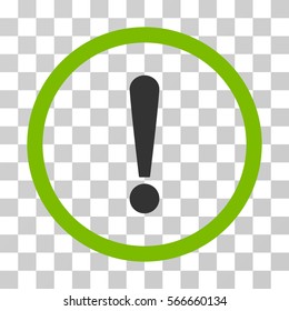 Exclamation Sign rounded icon. Vector illustration style is flat iconic bicolor symbol inside a circle, eco green and gray colors, transparent background. Designed for web and software interfaces.