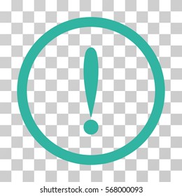 Exclamation Sign rounded icon. Vector illustration style is flat iconic symbol inside a circle, cyan color, transparent background. Designed for web and software interfaces.