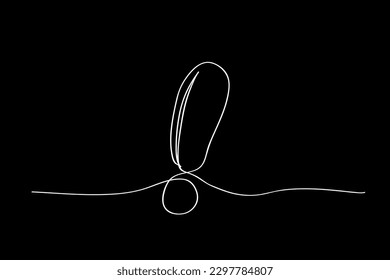 exclamation sign, single or continuous line with copy negative space for text area
