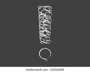 Exclamation Sign With Speech Bubbles On Blackboard