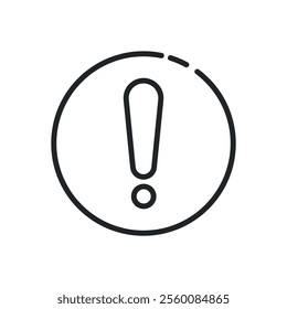Exclamation sign thin line icons. Perfect pixel on transparent background