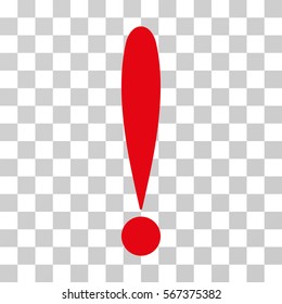 Exclamation Sign vector icon. Illustration style is flat iconic red symbol on a transparent background.