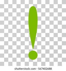 Exclamation Sign vector icon. Illustration style is flat iconic eco green symbol on a transparent background.