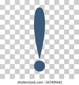 Exclamation Sign vector icon. Illustration style is flat iconic blue symbol on a transparent background.