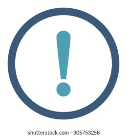 Exclamation Sign vector icon. This rounded flat symbol is drawn with cyan and blue colors on a white background.