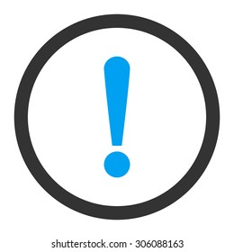 Exclamation Sign vector icon. This rounded flat symbol is drawn with blue and gray colors on a white background.