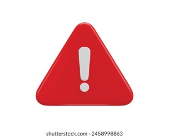 exclamation sign warning or danger risk message alert problem icon 3d render