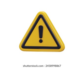 exclamation sign warning or danger risk message alert problem icon 3d render