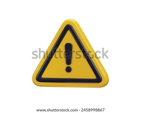 exclamation sign warning or danger risk message alert problem icon 3d render