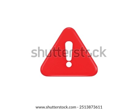 Exclamation sign, warning or danger risk message alert problem icon 3d rendering vector illustration