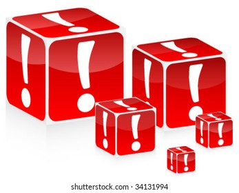 exclamation signs on boxes