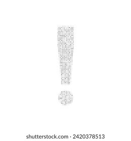 The exclamation symbol filled with black dots. Pointillism style. Vector illustration on white background