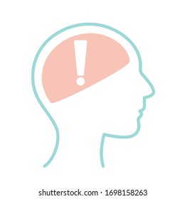 símbolo de exclamación dentro del diseño de icono de estilo de la línea de la cabeza humana, mente de la salud mental ciencia inteligencia idea medicina y educación tema Vector ilustración