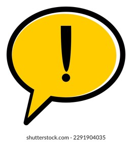 exclamation symbol in a yellow speech bubble icon 