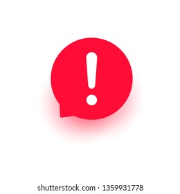 Exclamation vector icon, important round mark, attention logo warning speech bubble, red sign illustration isolated on white.