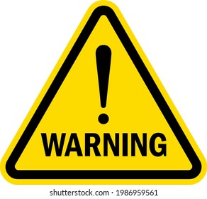 Exclamation warning sign. Black on yellow triangle background. Safety signs and symbols.