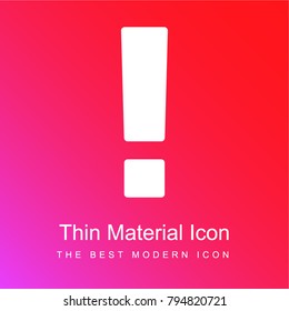 Exclamation warning sign red and pink gradient material white icon minimal design
