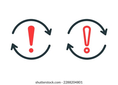 Icono de sincronización de la advertencia de exclamación. Vector de ilustración