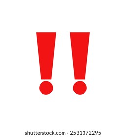 Marca de exclamación, signo aislado en el fondo blanco. Diseño de Vector	
