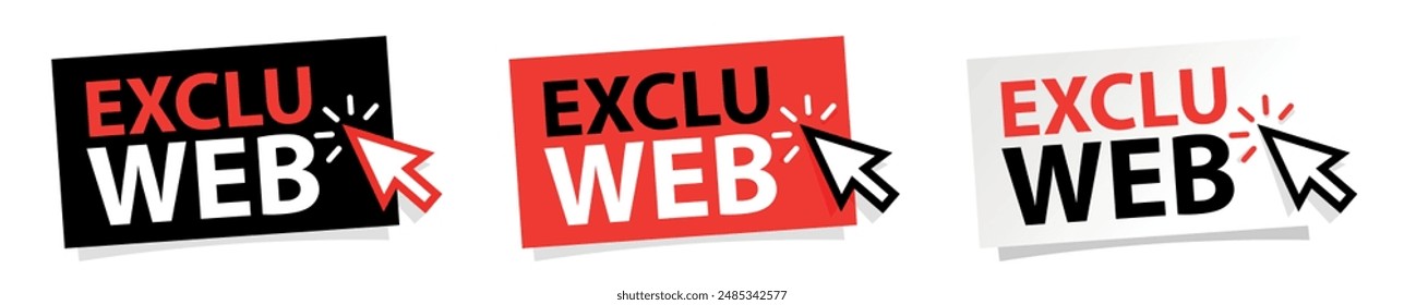 Web de Exclu en etiqueta engomada de color con flecha