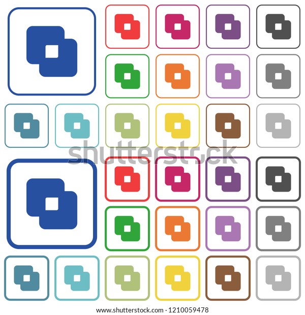 Exclude shapes color flat icons in\
rounded square frames. Thin and thick versions\
included.