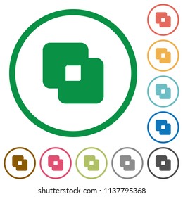 Exclude shapes flat color icons in round outlines on white background