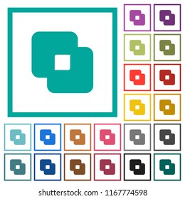Exclude shapes flat color icons with quadrant frames on white background