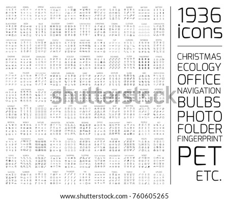 Exclusive 1936 thin line icons set. Big package of modern minimalistic pictograms for mobile UI or UX kit, infographics and web sites. High quality office, pet, photo, bulb and other signs