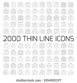 Exclusive 2000 thin line icons set. Big package of modern minimalistic pictograms for mobile UI or UX kit, infographics and web sites. High quality laptop, medicine, christmas and other signs