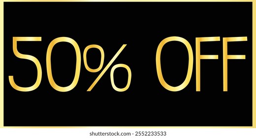 Exclusivo 50% Desconto - Elegante Golden Text Design Banners. Golden Typography Sale - 50% de desconto. Design de banner de texto dourado. Banner De Desconto De 50%.  