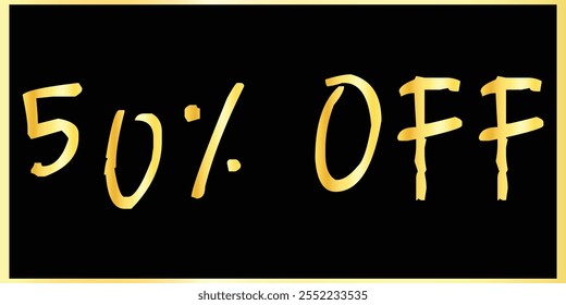 Exclusivo 50% Desconto - Elegante Golden Text Design Banners. Golden Typography Sale - 50% de desconto. Design de banner de texto dourado. Banner De Desconto De 50%.  