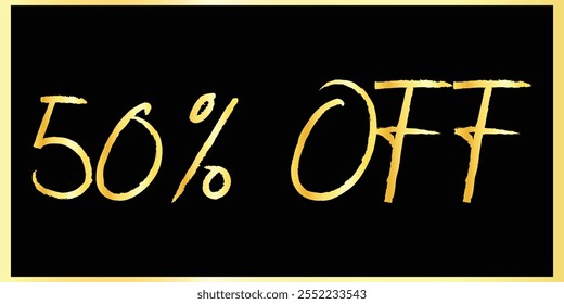 Exclusivo 50% Desconto - Elegante Golden Text Design Banners. Golden Typography Sale - 50% de desconto. Design de banner de texto dourado. Banner De Desconto De 50%.  