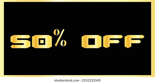 Exclusivo 50% Desconto - Elegante Golden Text Design Banners. Golden Typography Sale - 50% de desconto. Design de banner de texto dourado. Banner De Desconto De 50%.  