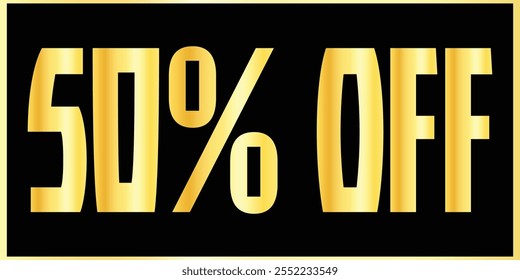 Exclusivo 50% Desconto - Elegante Golden Text Design Banners. Golden Typography Sale - 50% de desconto. Design de banner de texto dourado. Banner De Desconto De 50%.  