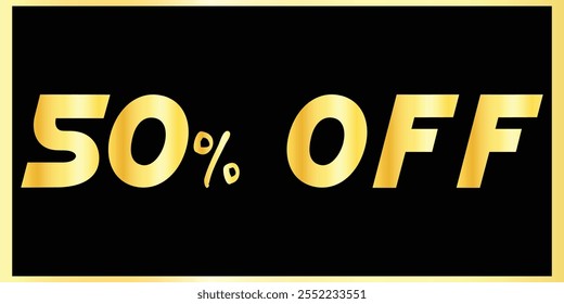 Exclusivo 50% Desconto - Elegante Golden Text Design Banners. Golden Typography Sale - 50% de desconto. Design de banner de texto dourado. Banner De Desconto De 50%.  