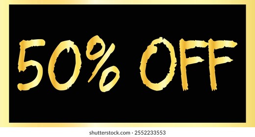 Exclusivo 50% Desconto - Elegante Golden Text Design Banners. Golden Typography Sale - 50% de desconto. Design de banner de texto dourado. Banner De Desconto De 50%.  