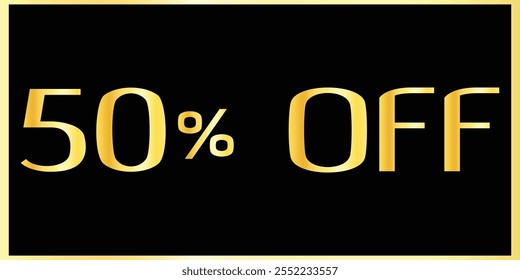 Exclusivo 50% Desconto - Elegante Golden Text Design Banners. Golden Typography Sale - 50% de desconto. Design de banner de texto dourado. Banner De Desconto De 50%.  