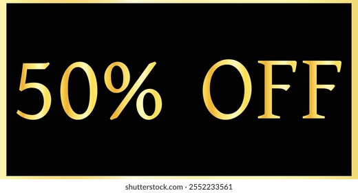 Exclusivo 50% Desconto - Elegante Golden Text Design Banners. Golden Typography Sale - 50% de desconto. Design de banner de texto dourado. Banner De Desconto De 50%.  