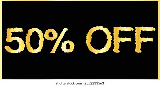 Exclusivo 50% Desconto - Elegante Golden Text Design Banners. Golden Typography Sale - 50% de desconto. Design de banner de texto dourado. Banner De Desconto De 50%.  