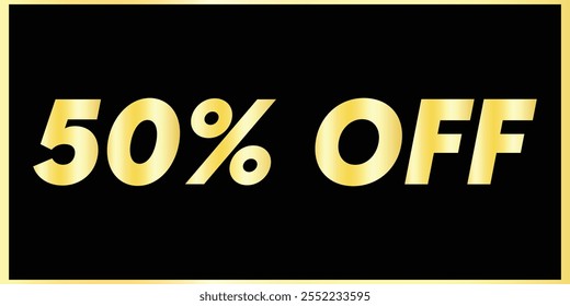 Exclusivo 50% Desconto - Elegante Golden Text Design Banners. Golden Typography Sale - 50% de desconto. Design de banner de texto dourado. Banner De Desconto De 50%.  