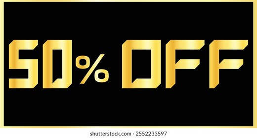 Exclusivo 50% Desconto - Elegante Golden Text Design Banners. Golden Typography Sale - 50% de desconto. Design de banner de texto dourado. Banner De Desconto De 50%.  