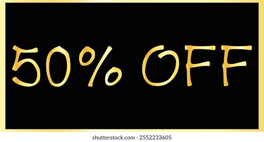 Exclusivo 50% Desconto - Elegante Golden Text Design Banners. Golden Typography Sale - 50% de desconto. Design de banner de texto dourado. Banner De Desconto De 50%.  