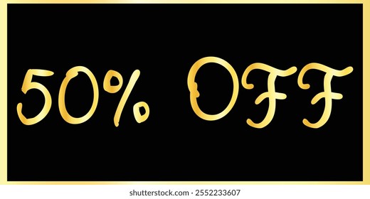 Exclusivo 50% Desconto - Elegante Golden Text Design Banners. Golden Typography Sale - 50% de desconto. Design de banner de texto dourado. Banner De Desconto De 50%.  