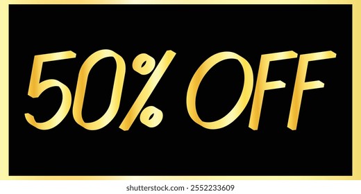 Exclusivo 50% Desconto - Elegante Golden Text Design Banners. Golden Typography Sale - 50% de desconto. Design de banner de texto dourado. Banner De Desconto De 50%.  