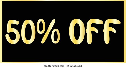 Exclusivo 50% Desconto - Elegante Golden Text Design Banners. Golden Typography Sale - 50% de desconto. Design de banner de texto dourado. Banner De Desconto De 50%.  