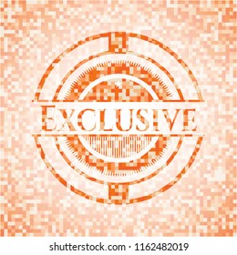 Exclusive abstract emblem, orange mosaic background