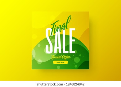 Exclusive abstract final sale vector banner template. Premium quality marketing special offer discount social media promotion illustration layout. Creative fashion colorful advertising shopping design