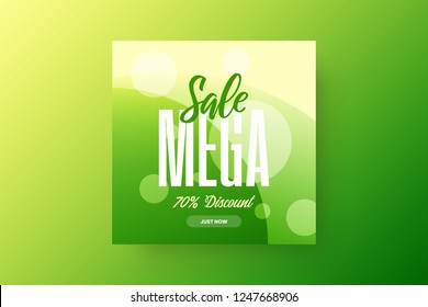 Exclusive abstract mega sale vector banner template. Premium quality special offer 70% discount social media promotion illustration layout. Creative fashion colorful advertising shopping design.